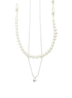 三福复古人造珍珠双层短项链单条 气质首饰颈饰配饰链子831654