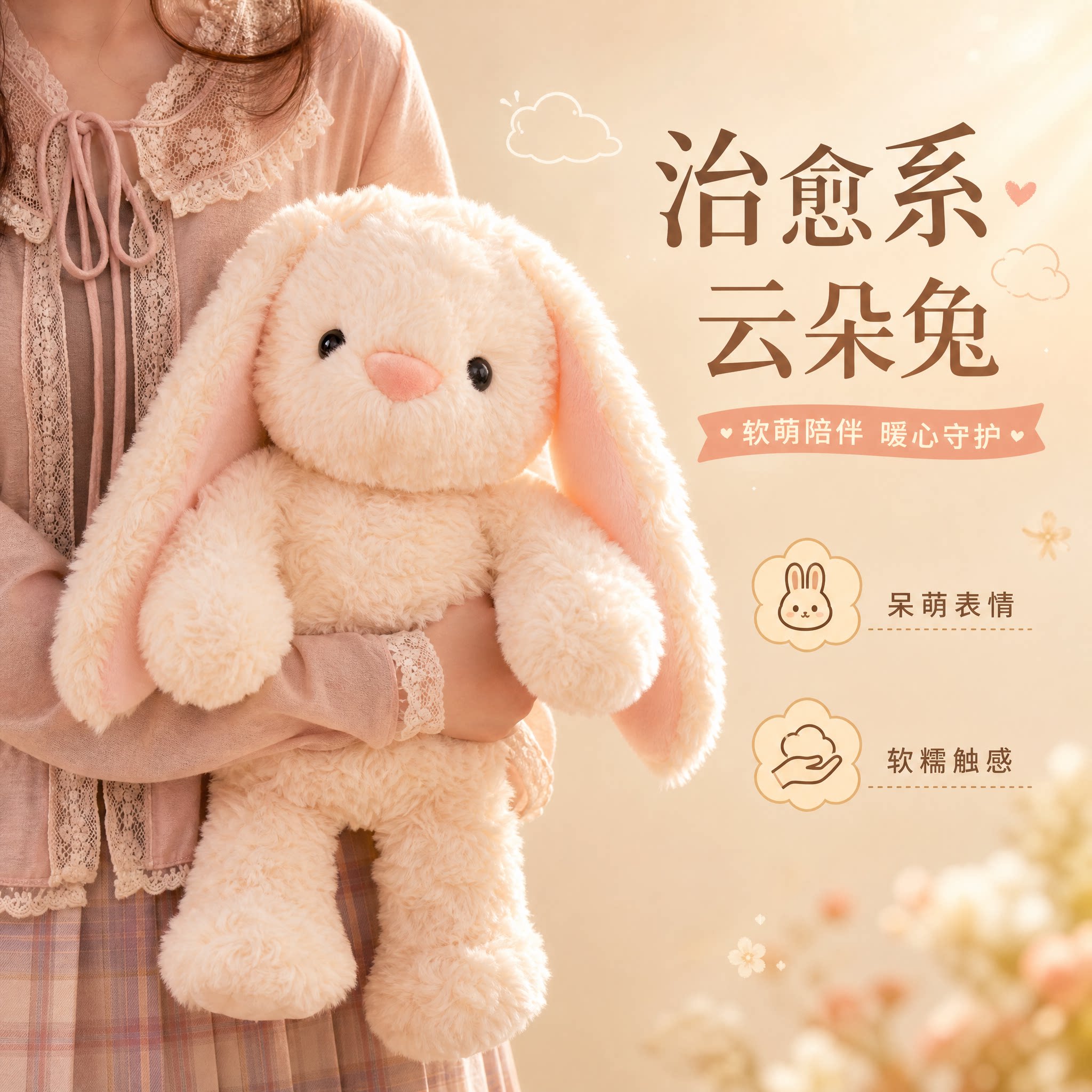 【正版】云朵兔玩偶陪睡安抚抱枕图片