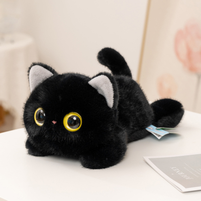正版大眼猫咪毛绒玩具治愈系小黑猫公仔暹罗猫玩偶抱枕生日礼物女