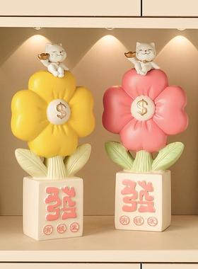 餐边柜装饰品摆件高级感有钱花招财猫摆件客厅家用旺宅电视柜玄关