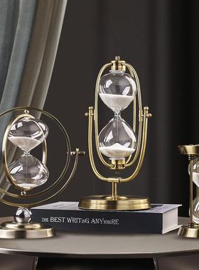 入门玄关摆件飘窗摆件装饰北欧铁艺沙漏计时器摆件办公室书房酒柜