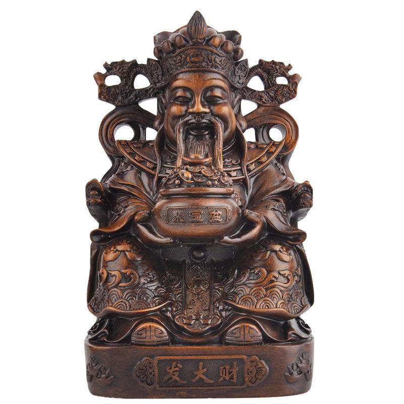 客厅电视柜摆件轻奢高档2025新款树脂工艺品仿木财神爷佛像家居客