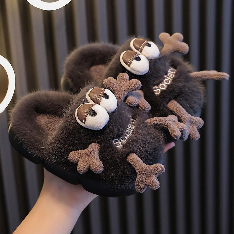 过冬棉拖鞋儿童男童秋冬季防滑可爱卡通家居室内外加厚保暖棉鞋女