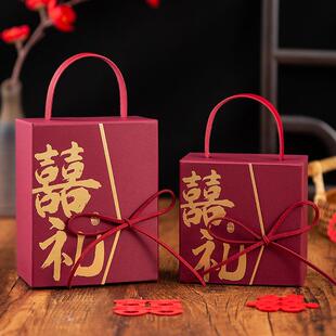 结婚用喜糖盒高级感结婚婚礼订婚新款 糖盒袋糖果礼盒空盒