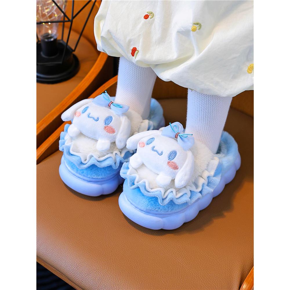 过冬棉拖鞋儿童新款可爱冬季女童3-8岁加厚保暖大耳狗包跟棉鞋女
