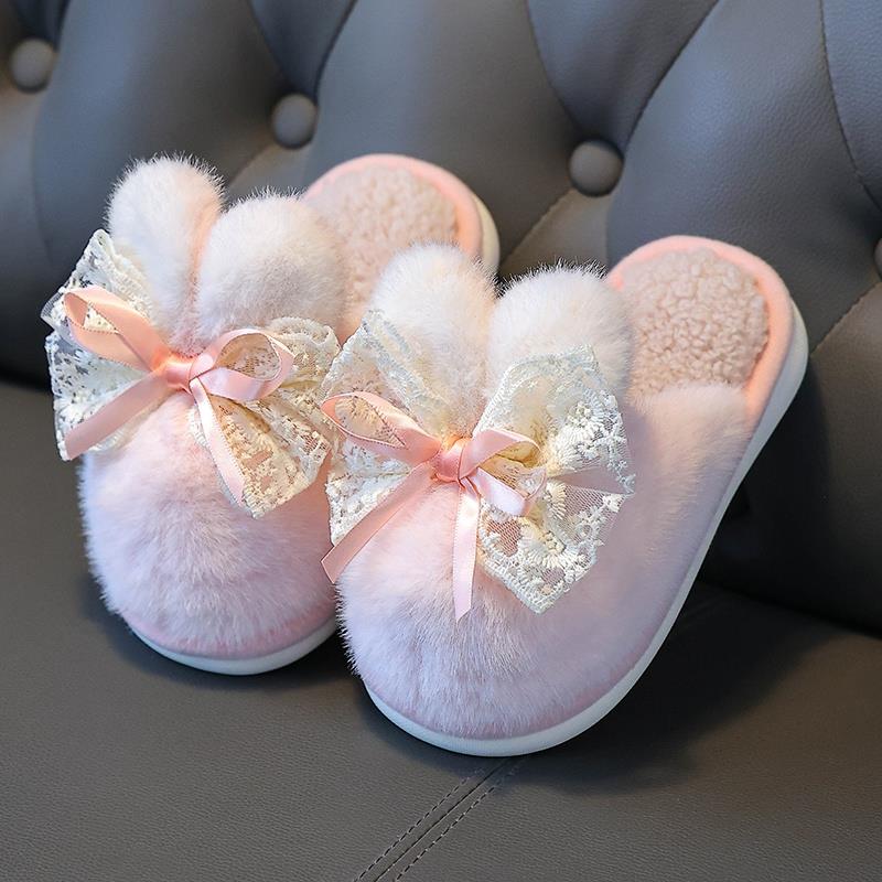 过冬棉拖鞋儿童冬季女童男童宝宝小孩防滑室内外可爱厚底