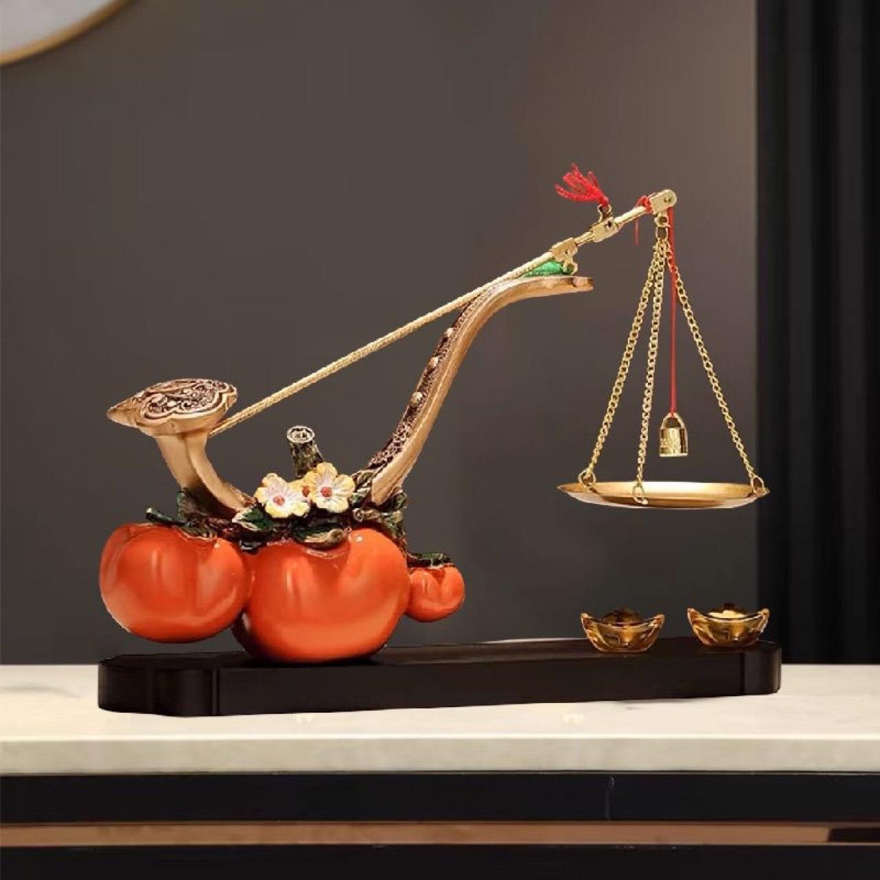 高端摆件家居饰品奢华高级感客厅柿柿事事称心如意柿子摆件客厅玄