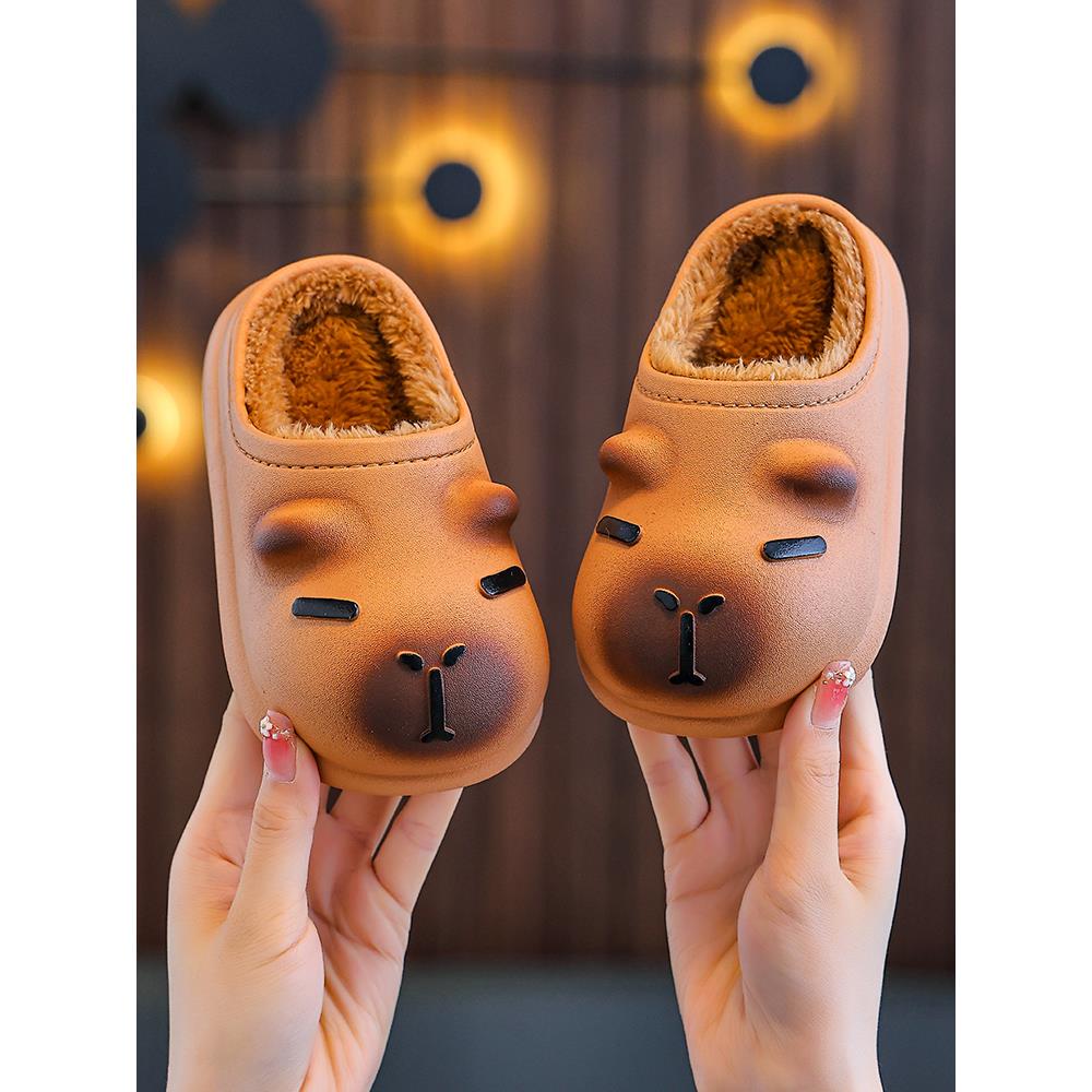 过冬棉拖鞋儿童男童冬季卡通可爱防滑室内软底女宝宝防水拖鞋