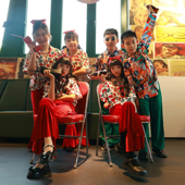 走秀女童套装 80年代主题怀旧表演出服装 儿童幼儿园复古港风喇叭裤