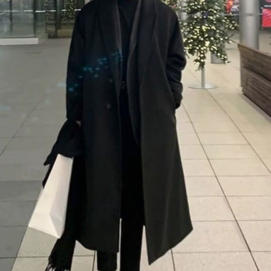秋冬季毛呢大衣男双层风衣中长款过膝韩版高级感羊绒呢子外套潮流