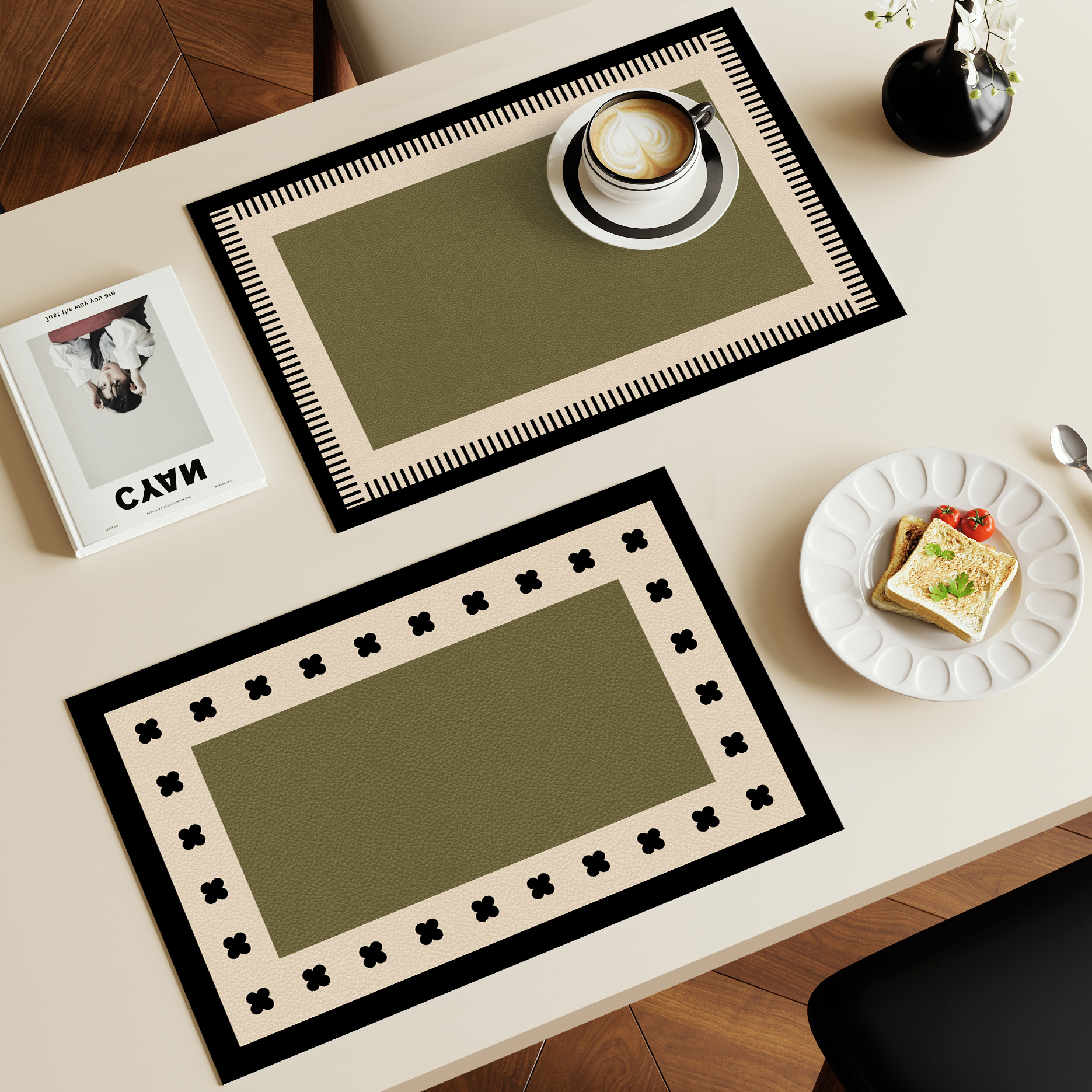 耐利森法式复古绿色西餐餐垫