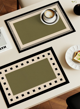 法式复古绿色西餐垫防水防油免洗餐盘垫高级感西餐厅桌垫隔热防烫