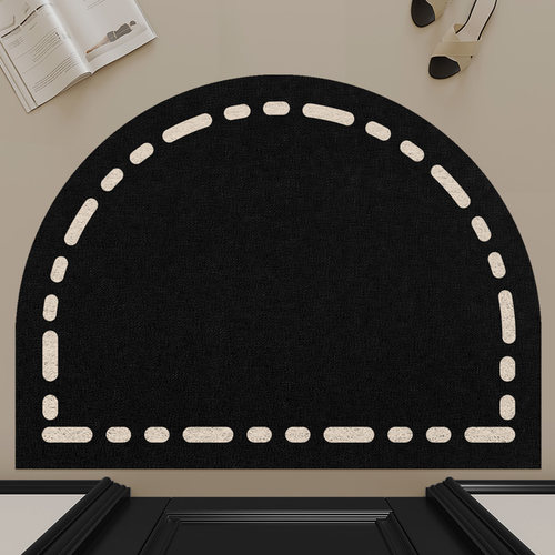 丝圈地垫半圆形入户门垫黑色耐脏拱形地毯家用门口门外玄关蹭脚垫