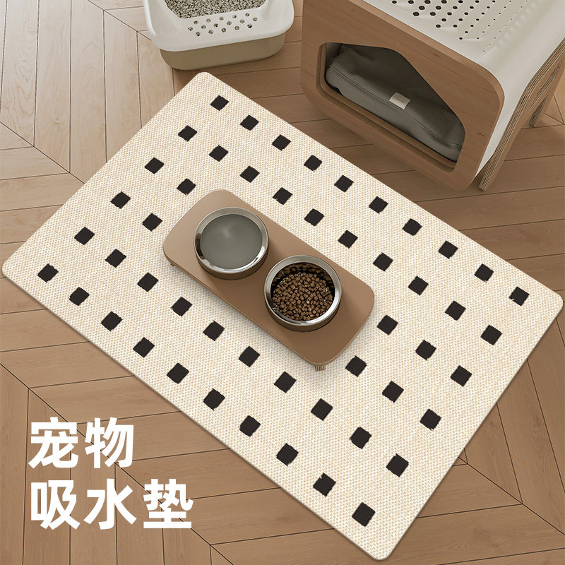 科技皮宠物吸水地垫狗狗饭盆餐垫耐脏地毯猫碗垫子防溅防漏防滑垫