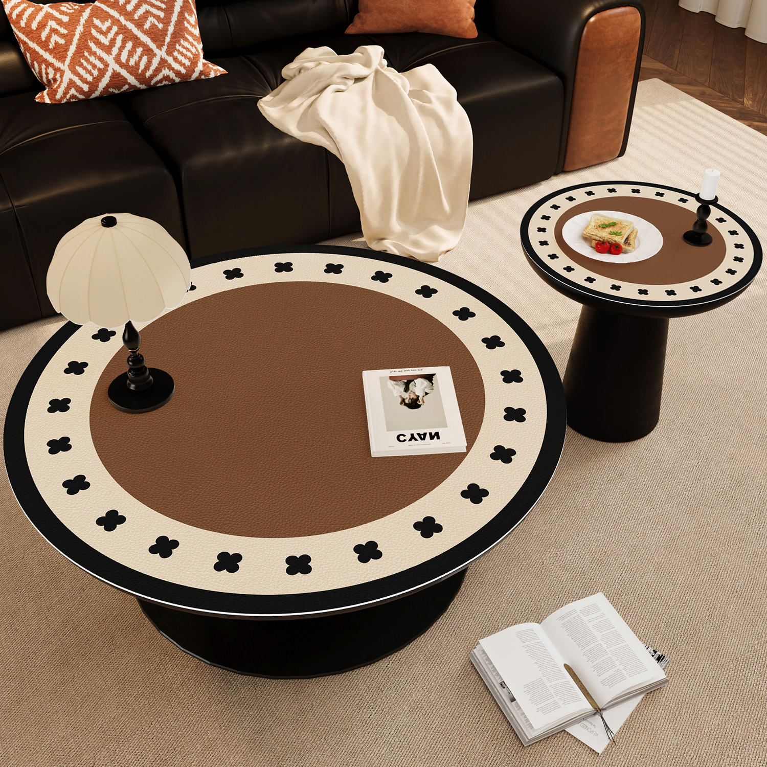 耐利森中古风圆形餐桌垫