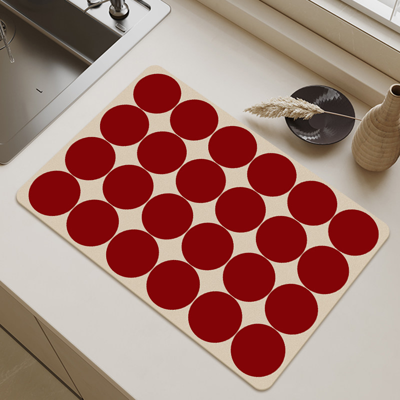 科技皮沥水垫厨房台面洗手池吸水垫红色喜庆桌面茶台餐具隔热垫子,居家布艺,厨房地垫,淘宝优惠券,粉丝福利购,淘宝优惠卷