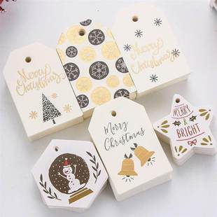 50/100Pcs Merry Christmas Tags Labels Gift Wrapping Paper Ha