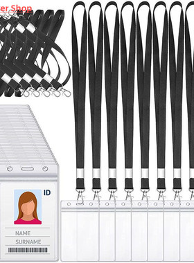 Simple Transparent ID Card Holder with Neck Lanyard Office