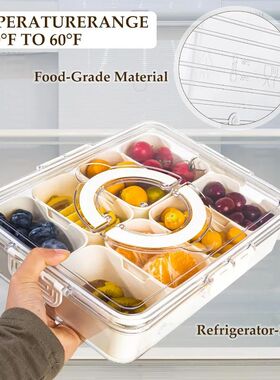 8 Grids Divided Serving Tray Storage Box Kitchen Portable Su