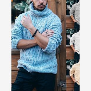 New men winter turtleneck sweater man warm pullover knitwear