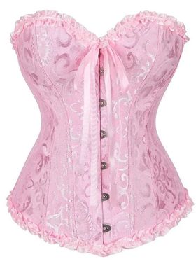 Women Vintage Overbust Corset ops Gothic Victorian Lace-up B