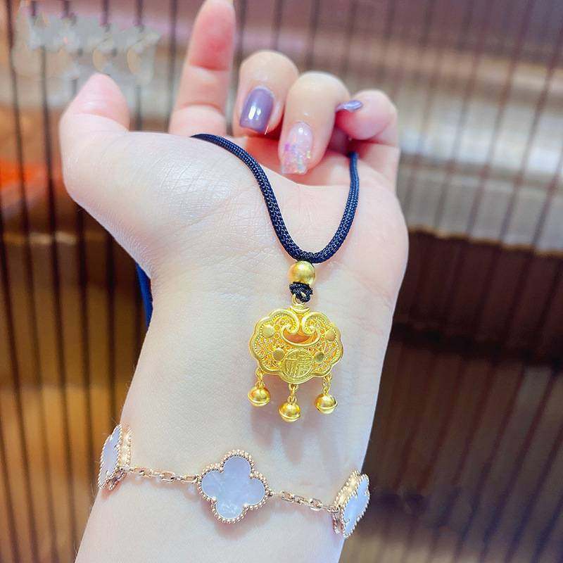 黄铜项坠平安锁2吊坠小清新久不褪色结婚高级感女士大项