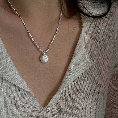 S925 Sterling Silver Hot Style Chain Choker Round Shell