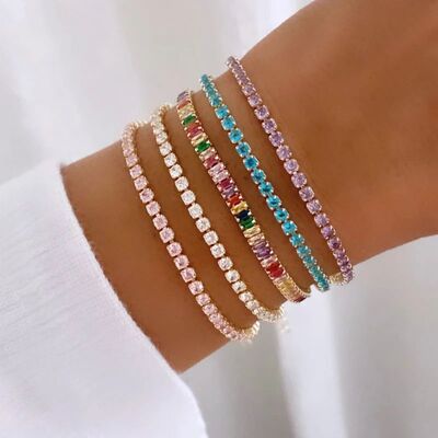 Colorful Crystal Tennis Bracelet for Women Waterproof