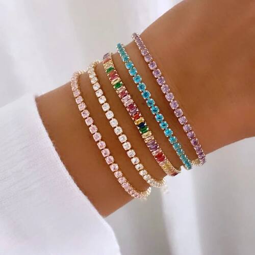 Colorful Crystal Tennis Bracelet for Women Waterproof