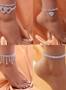Fashion Rhinestone Chain Anklets For Women Luxury Shining