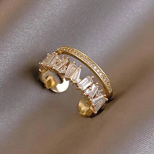 Luxury Zircon Gold Color Double Layer Adjustable Opening