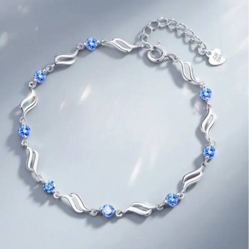 Sterling Silver Heart Shaped Necklace Bracelet Set for