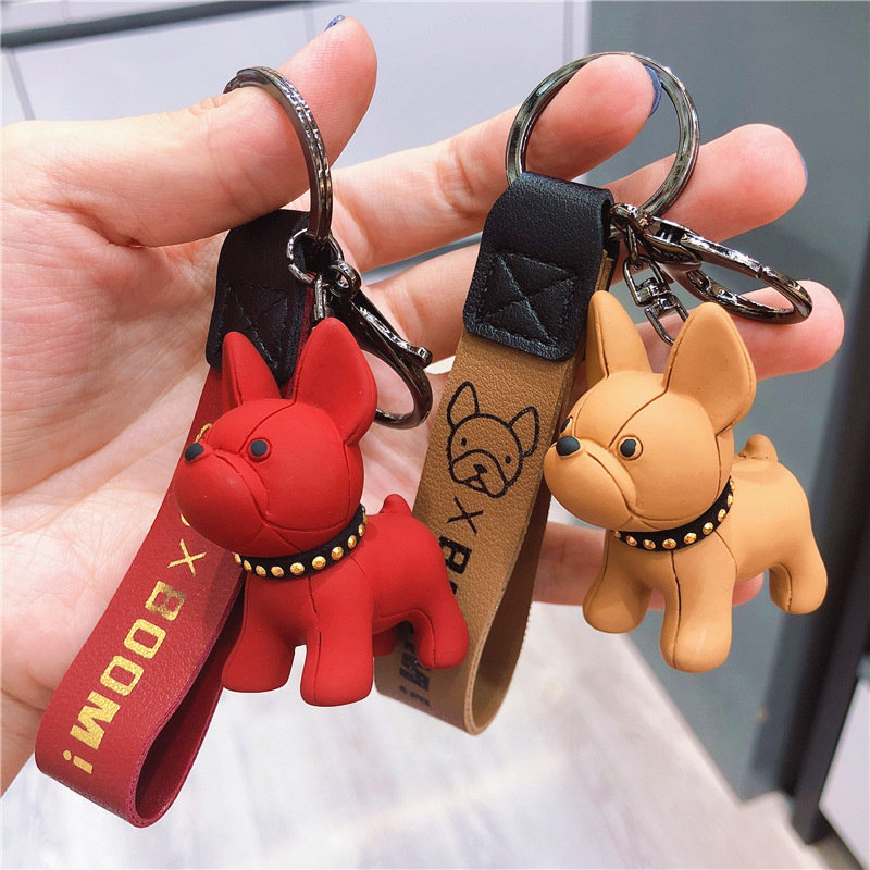 Classic French Punk Bulldog Keychain Men Car Key Ring Key