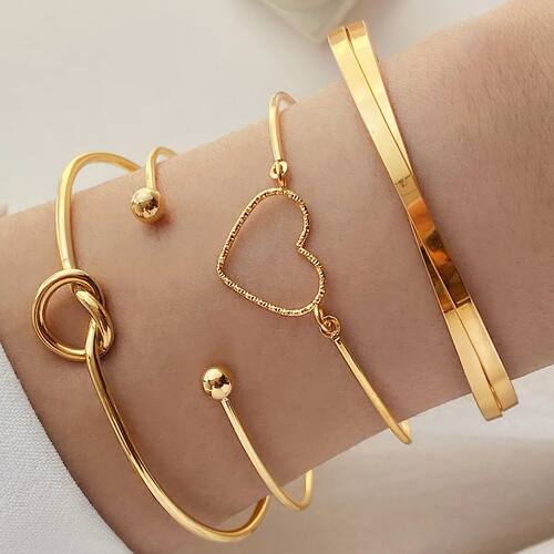4pcs/set Stainless Steel Bracelets Men's Fashion Woven