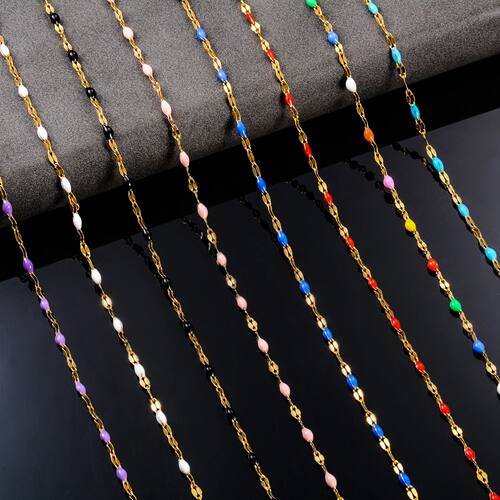 2.5mm Stainless Steel Gold Color Lip Beaded Link Chain