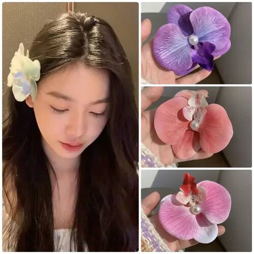 Phalaenopsis Pearl Hair Clip Orchid Butterfly Hairpins