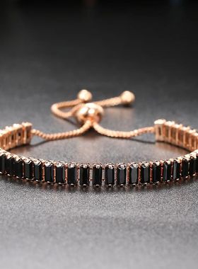 Black Crystal Tennis Bracelets for Women & Men Luxury Iced