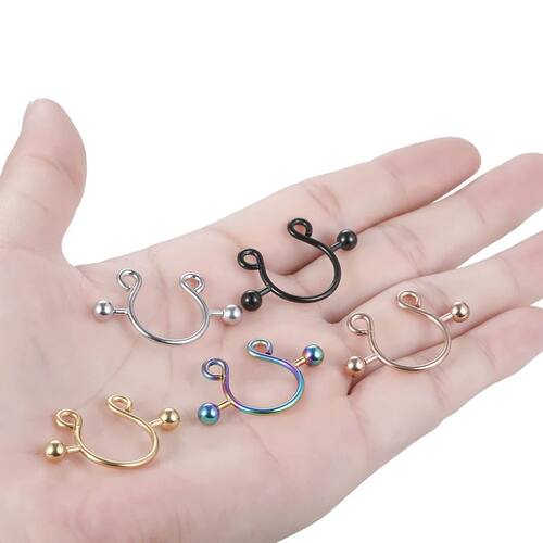 2Pcs/lot Stainless Steel Fake Nipple Ring 14G Barbell
