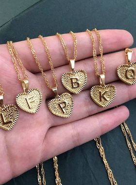 A-Z Initial Letter Heart Pendant Necklace For Women