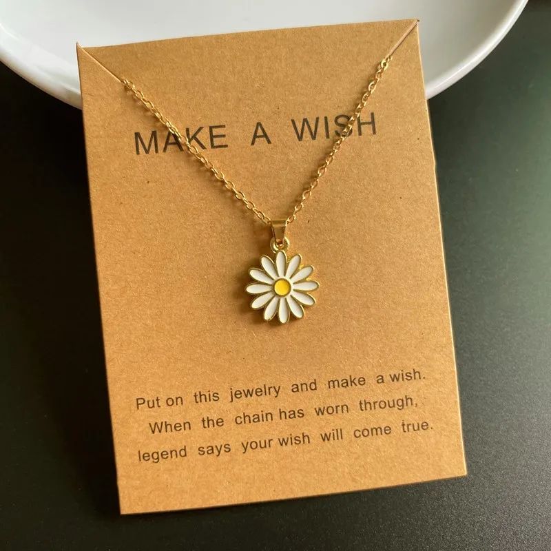 Small pendant Sunflower Necklace for Girl Korean Fashion