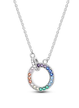 Colorful Women's 925 Sterling Silver Colorful Pavé Circle