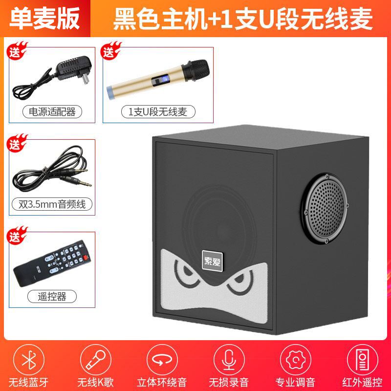 索爱家庭KTV音响套装卡拉OK家用点唱歌一体机连电视K歌话筒麦克风