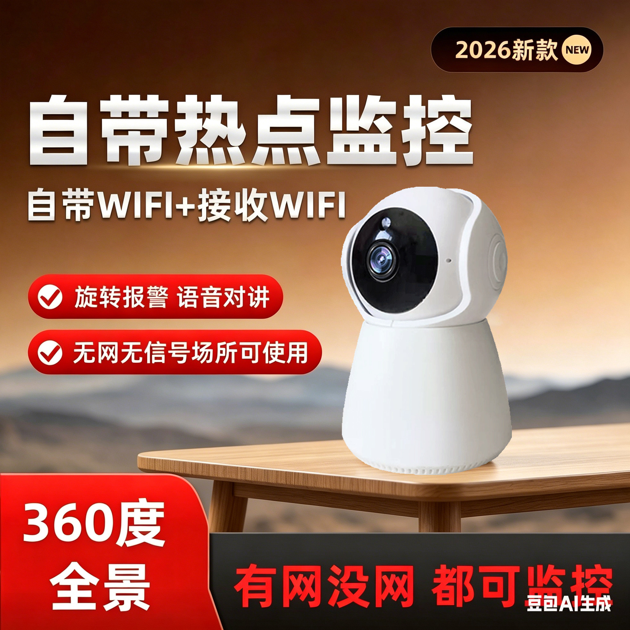自带AP热点不用网络wifi无网无信号手机可直连摄像头监控家用地下