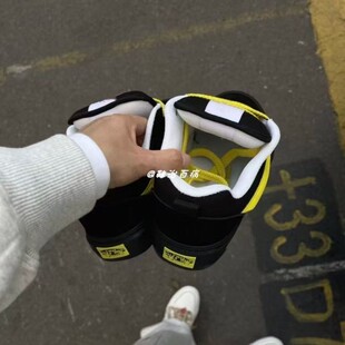 原创黄黑色百搭学生党滑板鞋女ins多巴胺防滑休闲鞋有擦声增高鞋