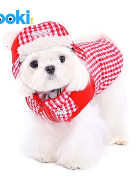 mookipet宠物狗狗新年帽子冬季约克夏比熊小型犬红色装饰加厚保暖