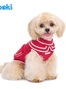 mookipet狗狗猫咪冬装衣服比熊约克夏小型犬新年毛衣保暖红色背心