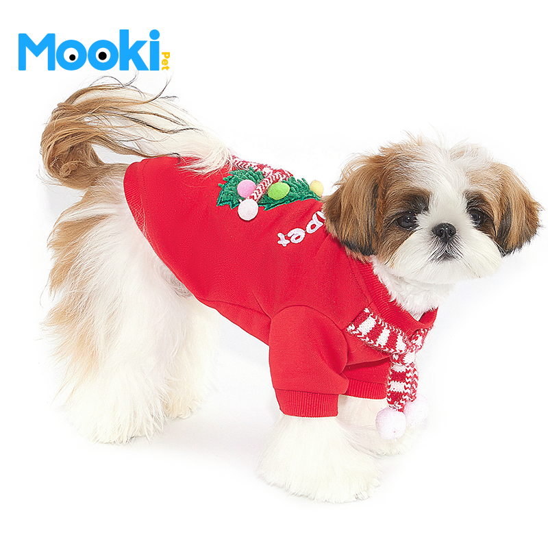 mookipet宠物衣服2025新款猫咪狗狗比熊泰迪雪纳瑞圣诞节加绒卫衣