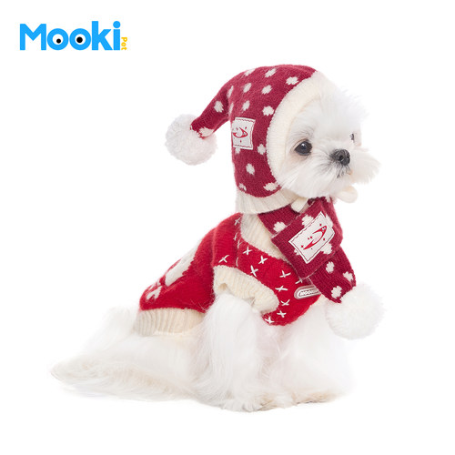 联名款-波点红色帽子围脖套装