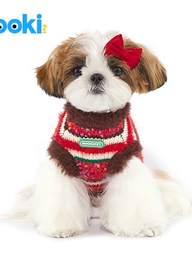mookipet狗狗猫咪新年毛衣新款冬装小狗比熊泰迪小型犬红色衣服