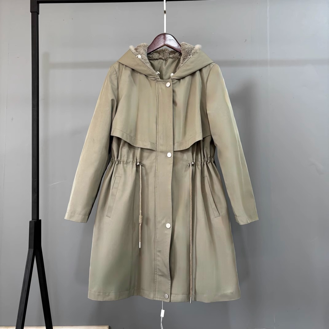 派克服女中长款连帽外套休闲风衣